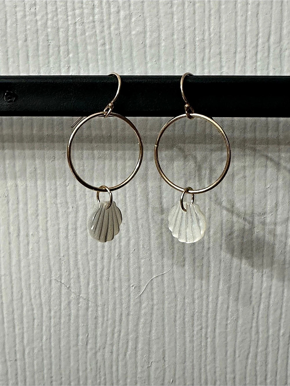 14k Gold-Filled Earrings Mother of Pearl Shells Handmade 1.5” NWOT